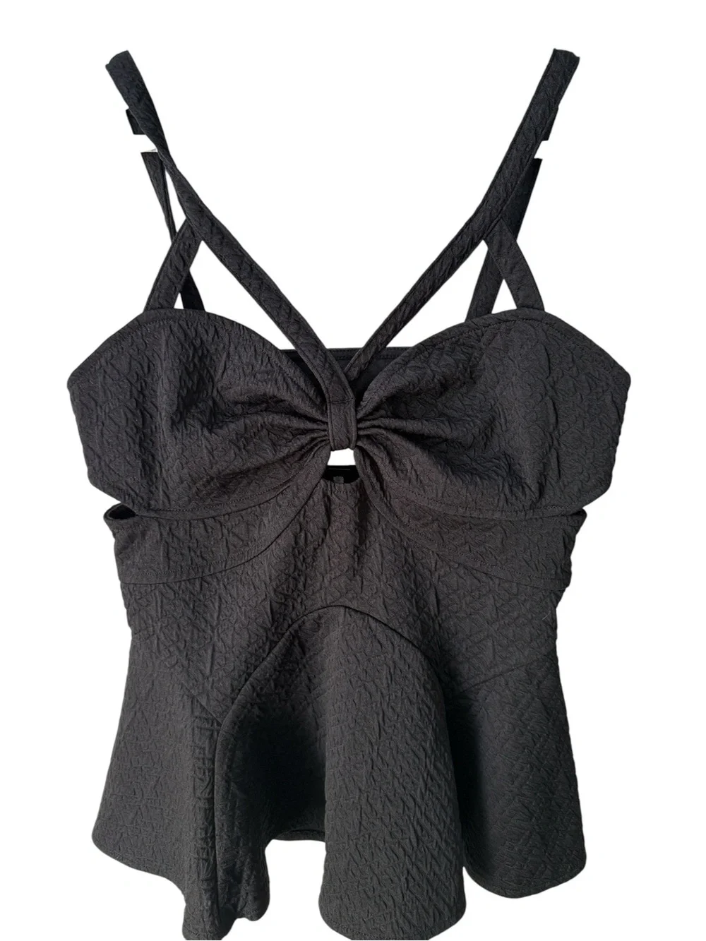 Free People Textured Cutout Peplum Tank Top Size S